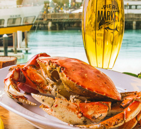 Crab and beer at Pier Market Seafood Restaurant