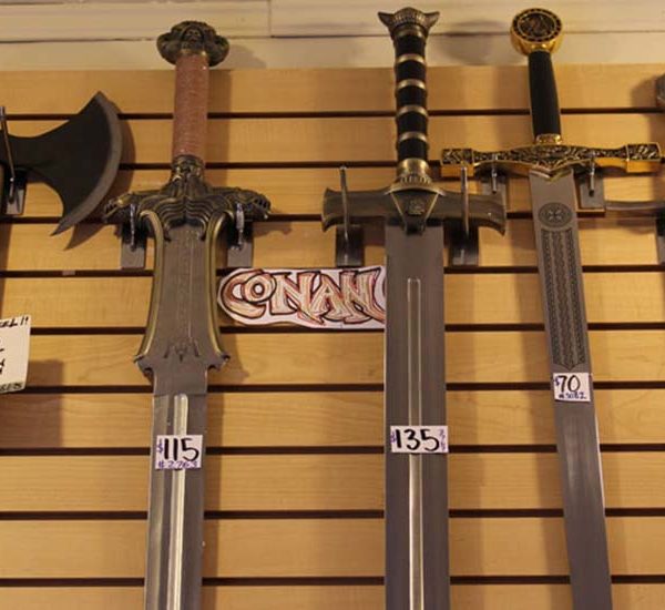 Row of swords on a wall